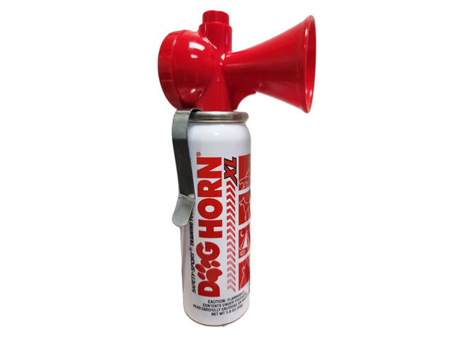 Air horn for dog walking safety